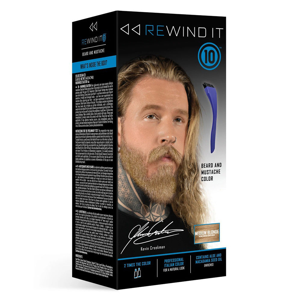 Rewind It 10 Medium Blonde Beard and Mustache Color with Aloe and Macadamia Seed Oil 1Ea